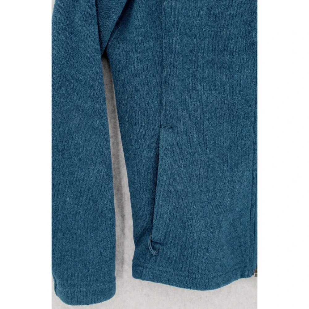 The North Face Knit Fleece Full Zip Jacket Womens Medium Teal Blue Logo NF0A2RFH